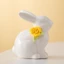 PWSEND Bunny Các bức tượng nhỏ, Tượng thỏ Mini thiết kế hoa, Trang trí bàn làm việc bằng gốm dễ thương Trang trí máy tính để bàn văn phòng