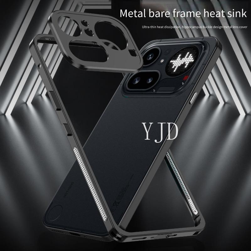 YJD Case For Nothing Điện thoại 4a Khung trần bằng kim loại Tản nhiệt Vỏ điện thoại chống rơi