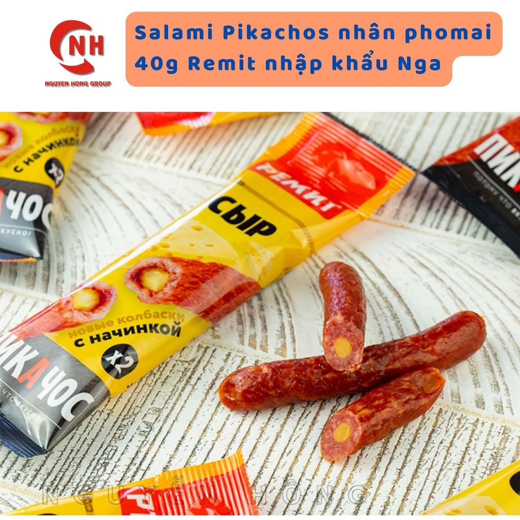 Salami xúc xích hun khói nhân phô mai 40g Remit Nga Food Thức Ăn