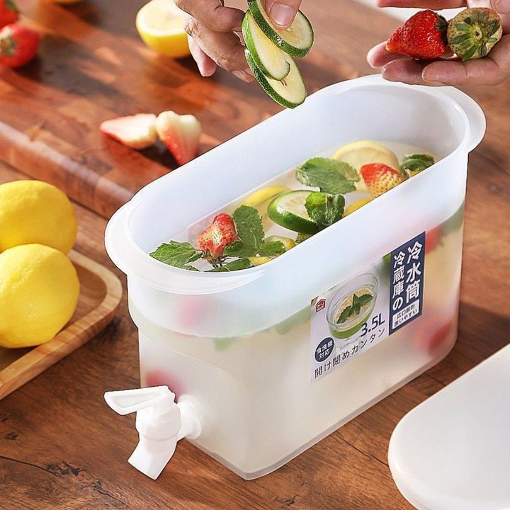 Bình đựng nước lạnh bằng nhựa Hộp đựng nước lạnh tiện lợi 3,5L Ấm đun nước uống có vòi Trái cây Ấm trà Tủ lạnh