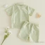 6M-5Y Trẻ Em Bé Trai Mùa Hè Tay Ngắn Nút Xuống Họa Tiết Áo Sơ Mi + Quần Short Bộ Quần Áo