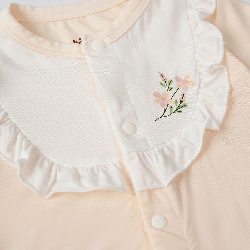 Body chip dài tay bé gái nhún ngực tặng kèm mũ - Unbee Body suit giữ ấm bụng cho bé 0-12 tháng