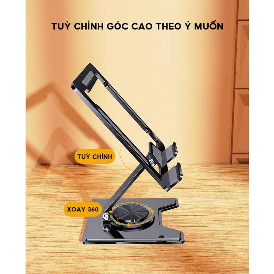 Giá Đỡ , Đế Tản Nhiệt, Điện Thoại,Máy Tính Bảng gấp gọn Xoay 360 Độ Chất Liệu Hợp Kim Nhôm Cao Cấp