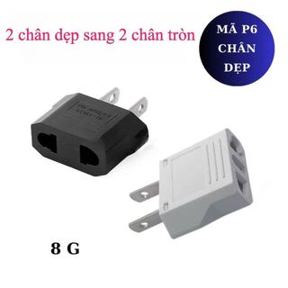 Ổ Chuyển Đổi Phích Cắm mã P6 Từ 2 Dẹt Chân Sang 2 Chân Tròn,Cục chuyển đổi đầu cắm điện 2 Chấu Nguồn 220V，Cho sạc điện t