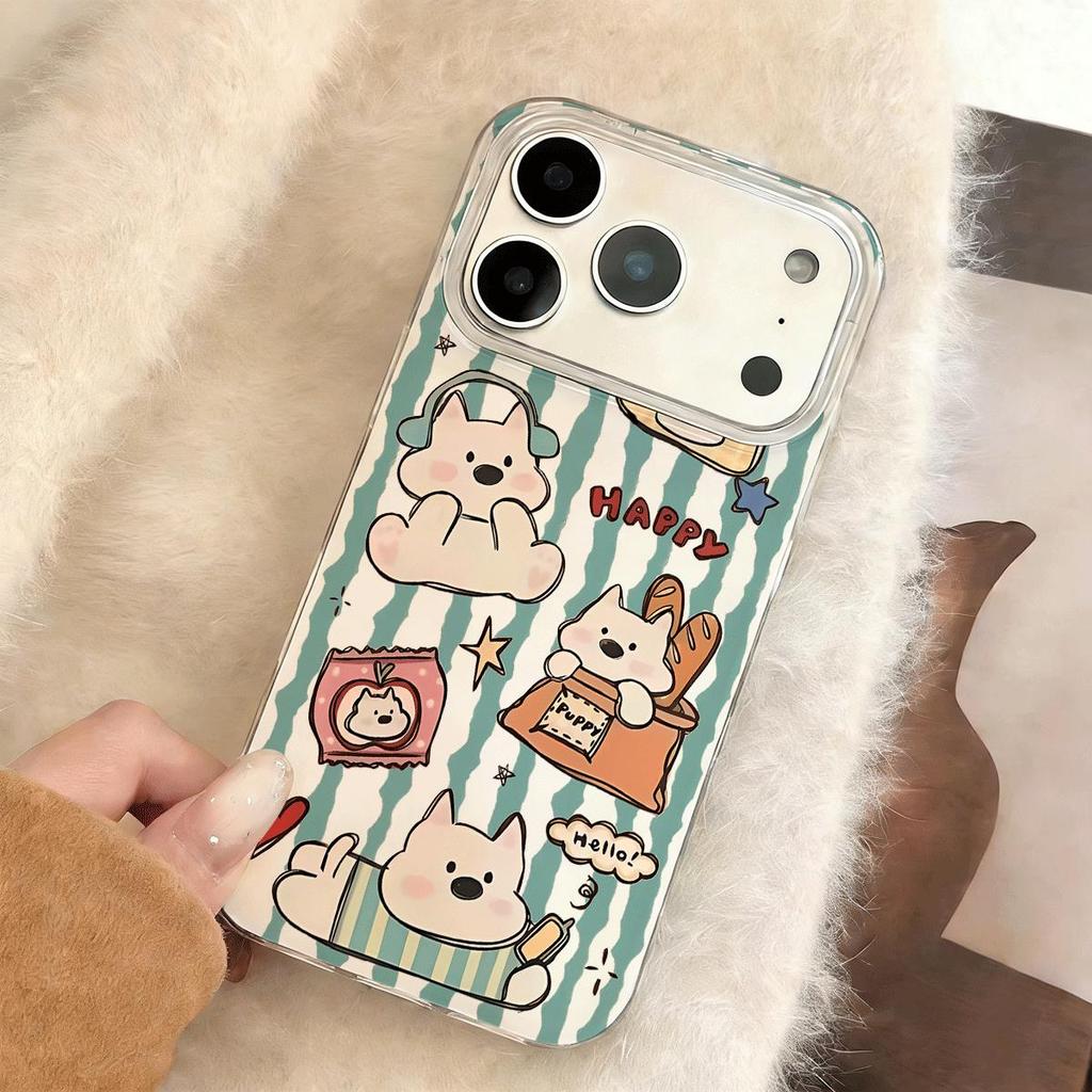 Con chó dễ thương mềm mại cho 16 trường hợp iPhone 17Air Lớp kép 14/13/11Pro