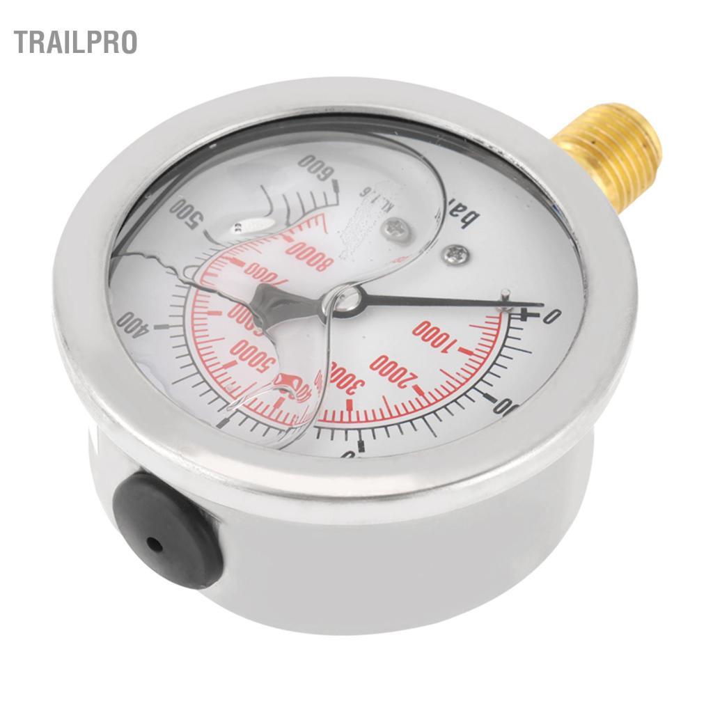 TrailPro G 1/4 Áp suất 0-600 bar / 0-8500Psi Máy đo tỷ lệ đôi thủy lực Áp kế đa năng để đo thanh / Psi.