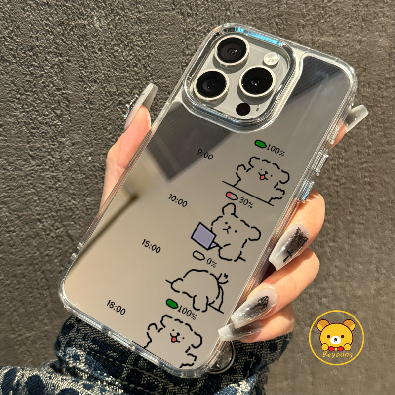 Ốp Điện Thoại Hoạt Hình Puppy Cho Vivo Y11D Y05 Y28 Y27 Y22S Y21D Y21E Y21A Y21T Y21S Y56 Y53S Y36 Y35 Y35M Plus Y33T Y33S Y33E Y32 Y31 Y30 5G Vỏ Gương Chó Dễ Thương