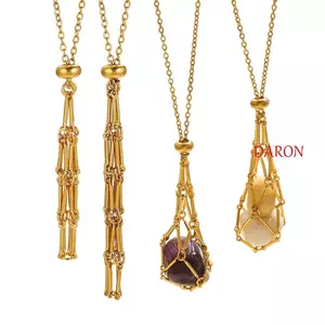 Vòng cổ lồng pha lê DARON, Dây chuyền kim loại DIY Vòng cổ bằng thép không gỉ, Túi lưới trang sức cổ có thể điều chỉnh Lưu trữ đá Vòng cổ giữ kim cương giả