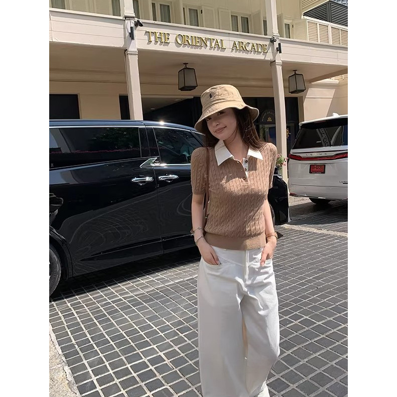 SUXI Mới Áo Polo Nữ Cổ Cáo Tay Ngắn Phù Hợp Mùa Hè 260410