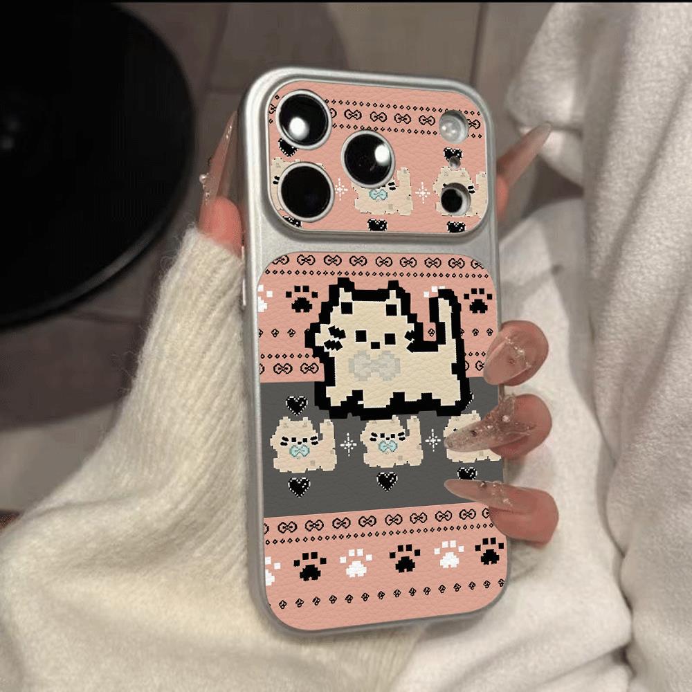 Pixel Cat dệt cho trường hợp iPhone 17Air iPhone 15/14 Corning Case