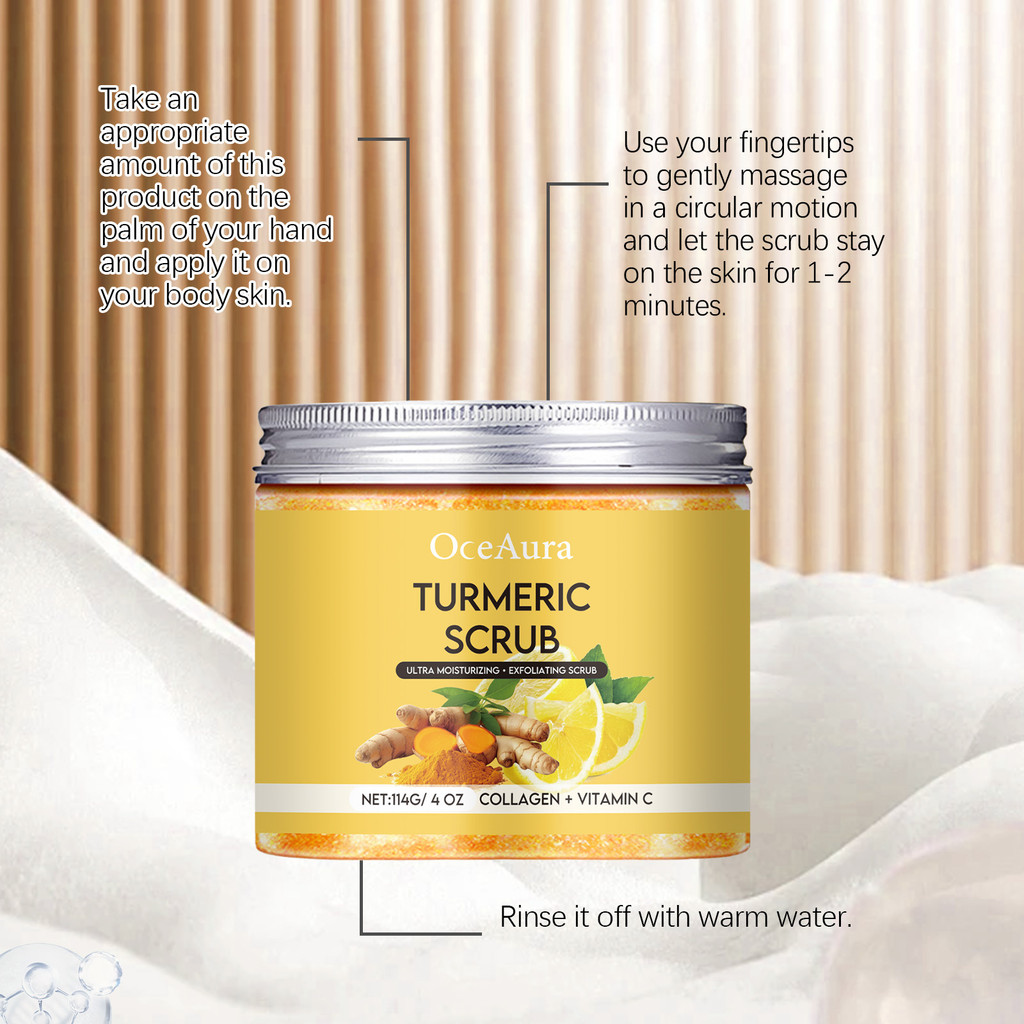 OceAura Turmeric Scrub Collagen + Vitamin C Ultra Dưỡng Ẩm Tẩy Tế Bào Chết 114g / 4oz
