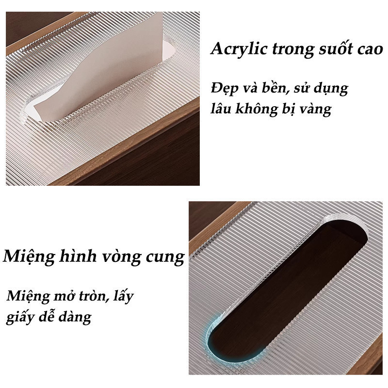 Hộp khăn giấy bằng gỗ tự nhiên cao cấp, dày dặn, bền và đẹp, trang trí bàn phòng khách thanh lịch, hộp gỗ