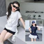 Áo thun ngắn tay ruy băng không đều cho bé gái 2026 Áo ngắn Slim-Fit dành cho trẻ em
