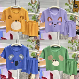 Bé Trai Bé Gái Mùa Hè Homewear Phù Hợp Với Áo Thun Tay Ngắn Phiên Bản Hàn Quốc Quần Áo Trẻ Em 73-120 Size PNZL