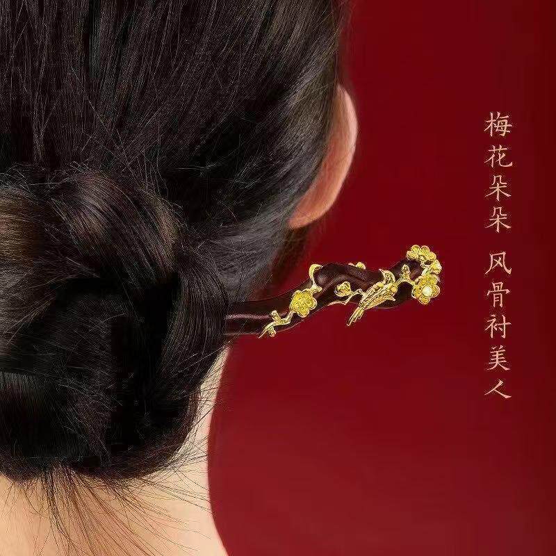 WHX [Phong cách mới] ins ~ Kẹp tóc phong cách Trung Quốc mới#檀木发簪#故宫文创喜鹊登梅簪子#中国风檀木发簪#古风汉服盘发头饰