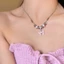 Vòng Cổ Nữ Thời Trang Với Nơ Hồng và Hạt Ren, Chuỗi Xương Đòn Mát Mẻ