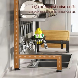 Kệ Inox Cao Cấp Để Chén Đĩa 1 Tầng Qua Bồn Rửa Chén Giàn Treo Bát đĩa Inox Chất Lượng Cao Trên Bồn Rửa Chén Nhà Bếp