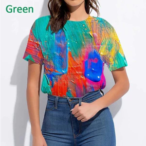 Áo thun graffiti splash ink 3D màu vui nhộn cho nam nữ, phù hợp mặc mùa hè