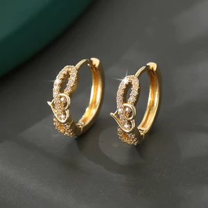 Bông Tai Zircon Trái Tim Hàn Quốc Sang Trọng Pháp Bông Tai Thắt Nút Thiết Kế Niche Bông Tai 26.4.17