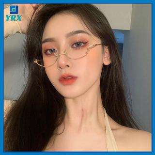 Kính half-frame vintage kim loại cho bé gái, sang trọng với dây xích - Phù hợp cosplay và tiệc tùng.
