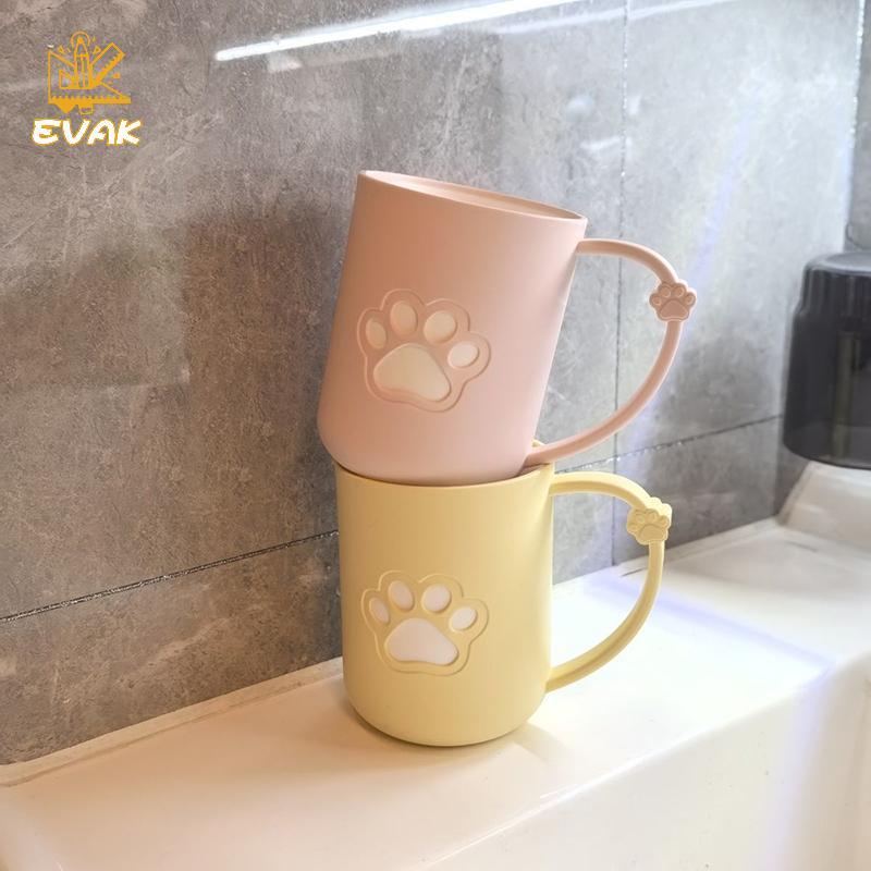Alittlesetrtu Hoạt Hình Dễ Thương Cat Paw Cốc Nhựa Có Tay Cầm Cặp Đôi Bàn Chải Đánh Răng Hoàn Hảo Cho Phòng Tắm Cốc Nước súc Miệng VN