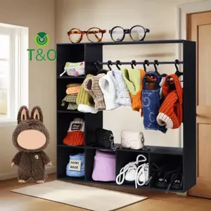 Tủ quần áo búp bê dung tích lớn Di động với 10 móc treo Lưu trữ quần áo cho nhân vật Đế trưng bày dễ thương bền bỉ [mới]