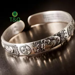 Vòng tay bạc 925 retro với thiết kế đơn giản và phong cách Trung Quốc, phù hợp cho người yêu quý sự quyến rũ.