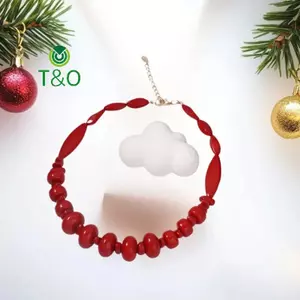 Dây chuyền cườm cổ điển, mặt dây chuyền san hô, hạt lớn - Phong cách bohemian - Quà tặng trang sức