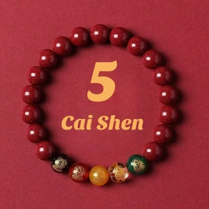 Vòng tay cinnabar màu vàng tím với dây đỏ - Quà tặng mang lại may mắn cho bạn bè