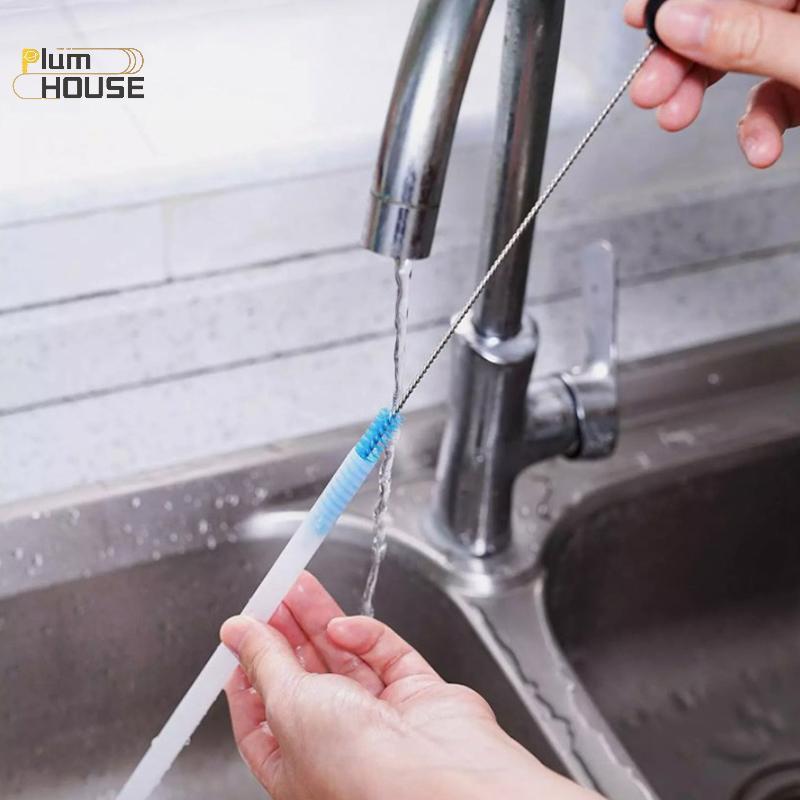 PlumHOUSE Bộ bàn chải bình nước bằng thép không gỉ 3 trong 1 Bàn chải làm sạch Tay cầm dài Chai nước sạch Rửa nhà bếp Dụng cụ chà sàn VN