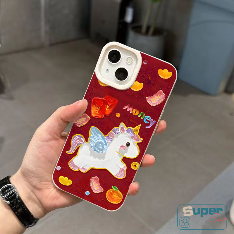 Ốp Lưng Tương Thích Cho IPhone 17 16 15 13 11 14 12 Pro Max XR Air 7Plus 6 7 14 6s 15 16 8 Plus X XS Max SE 2020 Hoạt Hình Thời Trang Ngựa Dễ Thương Kỳ Lân Thỏi Hoa May Mắn