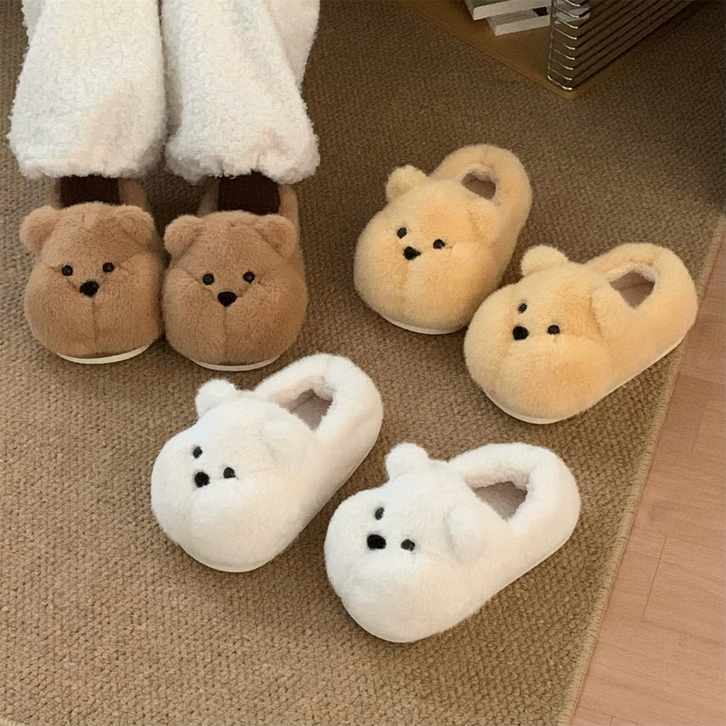 XIXITIAO Dép Cotton Mùa Đông Ấm Áp Sinh Viên Chống Trơn Trượt Gấu Nhỏ Béo Cặp Đôi Nam Nữ Nhà
