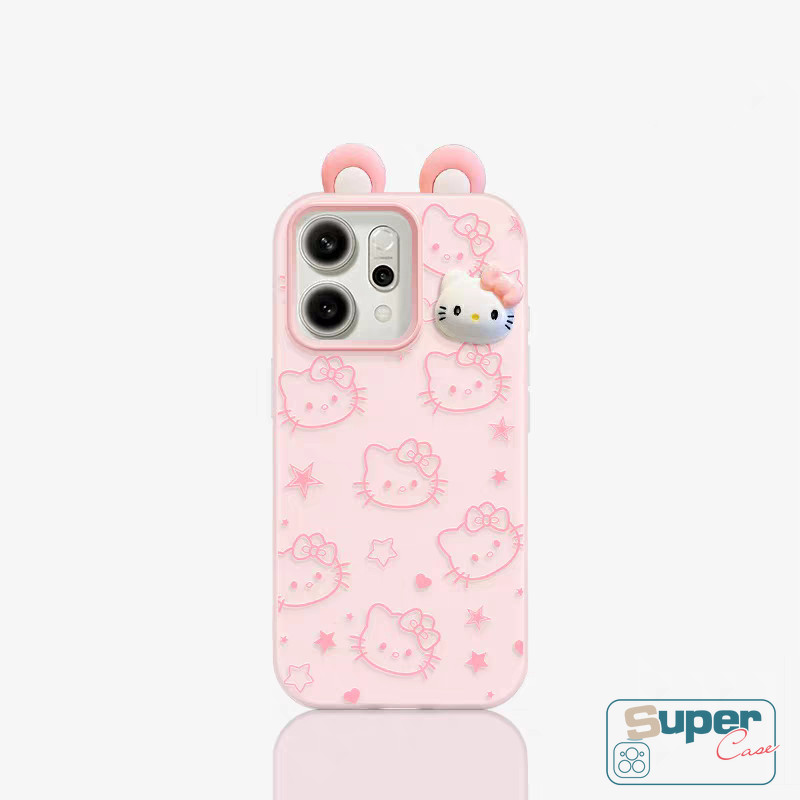 Ốp Lưng Cho Samsung A07 A16 A17 A05s A06 A05 A14 A53 A15 A56 A03 A36 A55 A04s A04 A32 A54 A24 A22 A34 A13 A13 A03s A26 Ngọt Ngào Dễ Thương Mèo Con Trái Tim Ngôi Sao 3D Tai Silicon Mới 2 in1