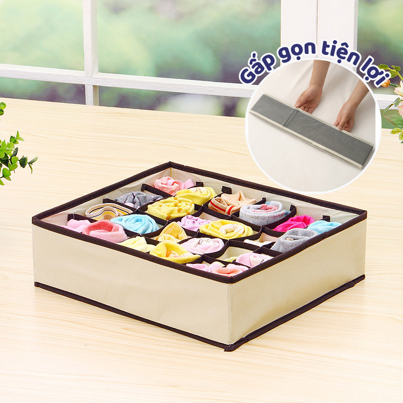 Hộp Vải Đựng Đồ Lót Gập Gọn, Chất Liệu Vải Không Dệt Kèm Tấm Nhựa PP Cứng Cáp Tiện Lợi