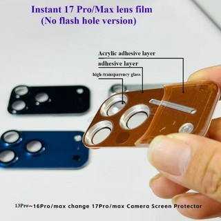 Hợp Kim Titan Không Lỗ Flash Sửa Đổi Mới Ống Kính Phía Sau Thay Đổi Ngay Lập Tức Cho IPhone 17 Pro Max Ống Kính Miếng Dán Cho iPhone 14 15 16 Pro Max Phim Bảo Vệ Ống Kính Máy Ảnh