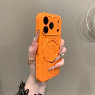 Ốp điện thoại di động có giá đỡ từ tính bằng silicon dễ thương Leopard KT Thích hợp cho iPhone17 16 15 14 13 12 11 Pro Max Bảo vệ Camera chống sốc Vỏ mềm chống rơi