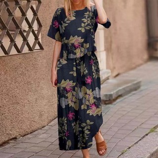 Áo cotton vải lanh in hoa tay ngắn - Bộ đồ thể thao thời trang mùa xuân