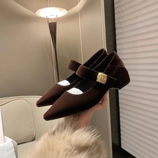Giày Cao Gót Nữ Mũi Nhọn Gót Dày Có Velcro