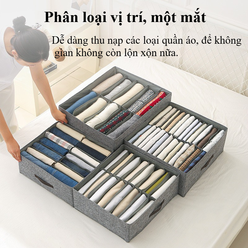 Hộp Đựng Quần Áo Bằng Vải 10/16 Ngăn - Khung Cứng Chắc Chắn, Đa Năng Gấp Gọn Tiện Lợi, Tiết Kiệm Diện Tích