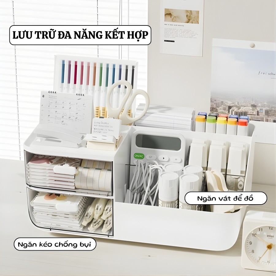 Khay Đựng Bút Để Bàn ENODA HOME, Khay Đựng Nhiều Ngăn Tích Hợp Hộp Ngăn Kéo Đựng Đồ Dùng Nhỏ P054