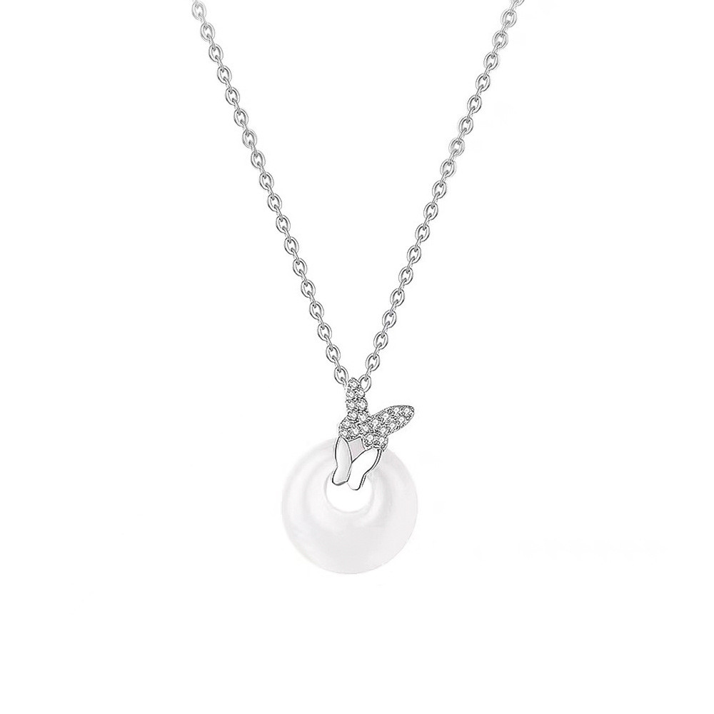 Vòng cổ Chalcedony khóa hòa bình bằng bạc S925