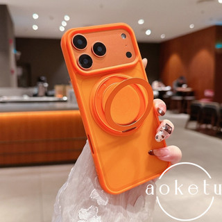 Ốp điện thoại màu cam siêu mỏng cảm giác da xoay 360 độ phù hợp cho iPhone 11 12 13 14 15 16 17 Pro Max bán trong suốt mờ bao gồm tất cả vỏ chống rơi
