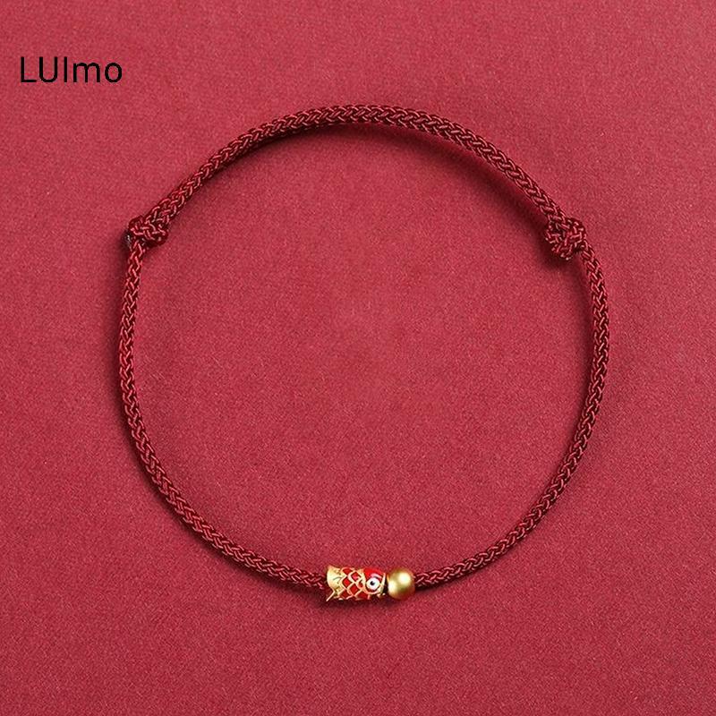LUImo Tinh Tế May Mắn Sợi Đỏ Vòng Chân Cho Nam Nữ Koi Tay Dây Handmade Dây Vòng Tay Trang Sức Phụ Kiện Quà Tặng SBS
