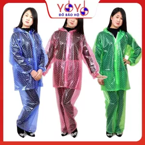 Áo mưa bộ chấm bi nhựa dẻo bền dai đẹp, không thấm nước Ánh Dương