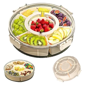 Khay phục vụ chia cc có nắp và tay cầm 360° Hộp đựng đa năng xoay Hộp lưu trữ có thể xếp chồng lên nhau cho Fru