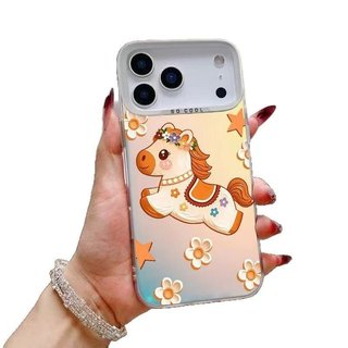 Tranh Sơn Dầu Pony Thích Hợp Cho 17Promax Vỏ Điện Thoại iPhone16 Vitality Case 15 Châu Âu Mỹ Phong Cách 14 13