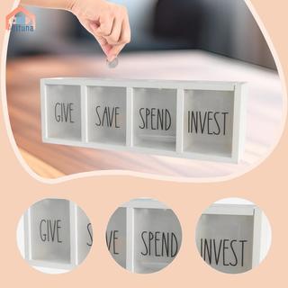 Hộp Đựng Tiền Hóa Đơn Tiền Xu 4 Ngăn Bằng Gỗ Heo Đất Lưu Trữ Hộp Đựng Tiền Ngân Hàng Cho Người Lớn Bé Trai Bé Gái Trẻ Em