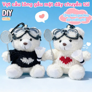 【BabyJoy】Vợt cầu lông gấu mặt dây chuyền túi,móc khóa búp bê cặp đôi,quà tặng sáng tạo phong cách sang trọng
