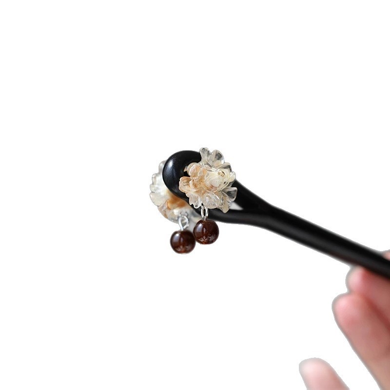 Kẹp tóc gỗ mun hai mặt đơn giản, thời trang phù hợp làm phụ kiện hàng ngày