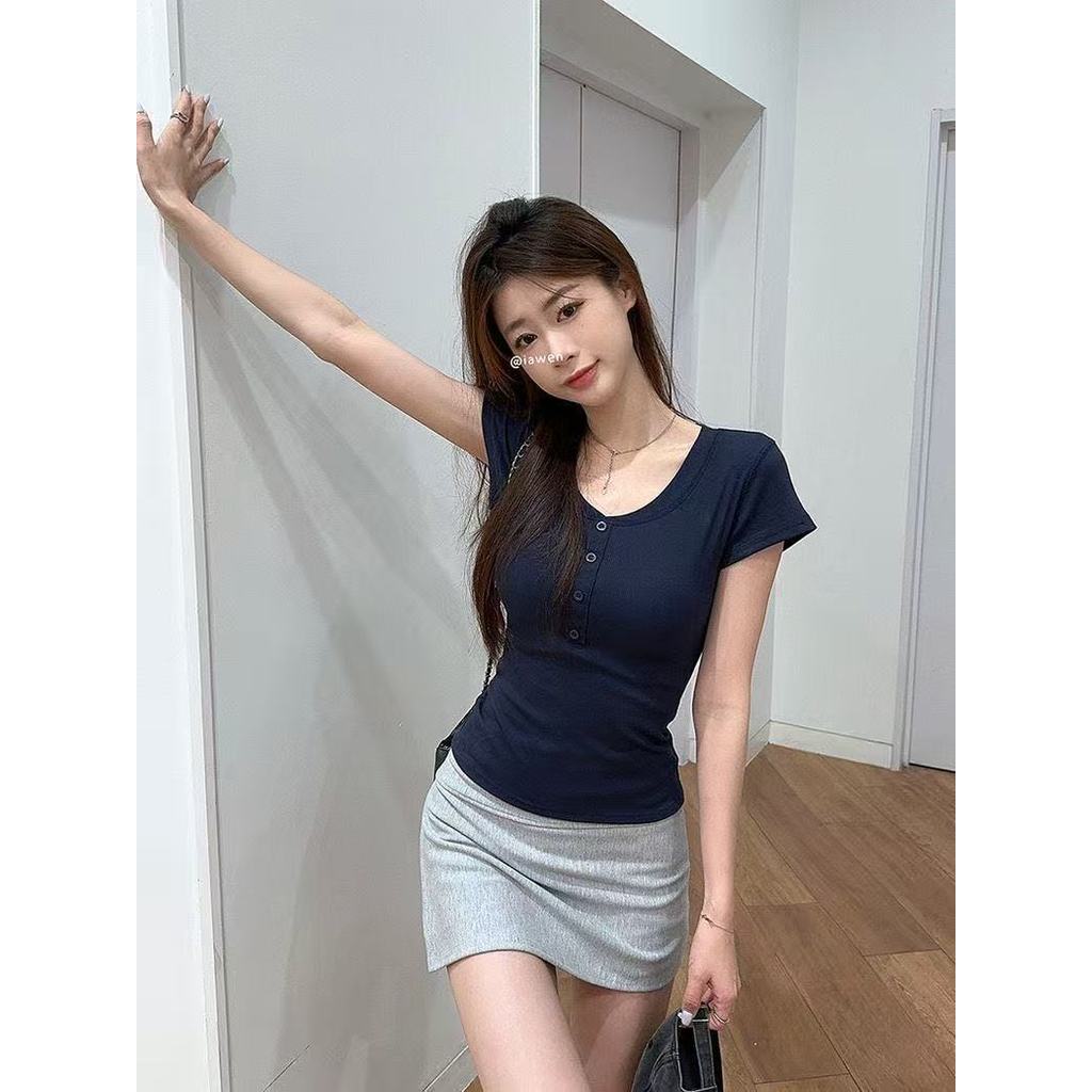 SUXI Áo thun ngắn tay nữ mới, phù hợp mùa hè - Mã 260403